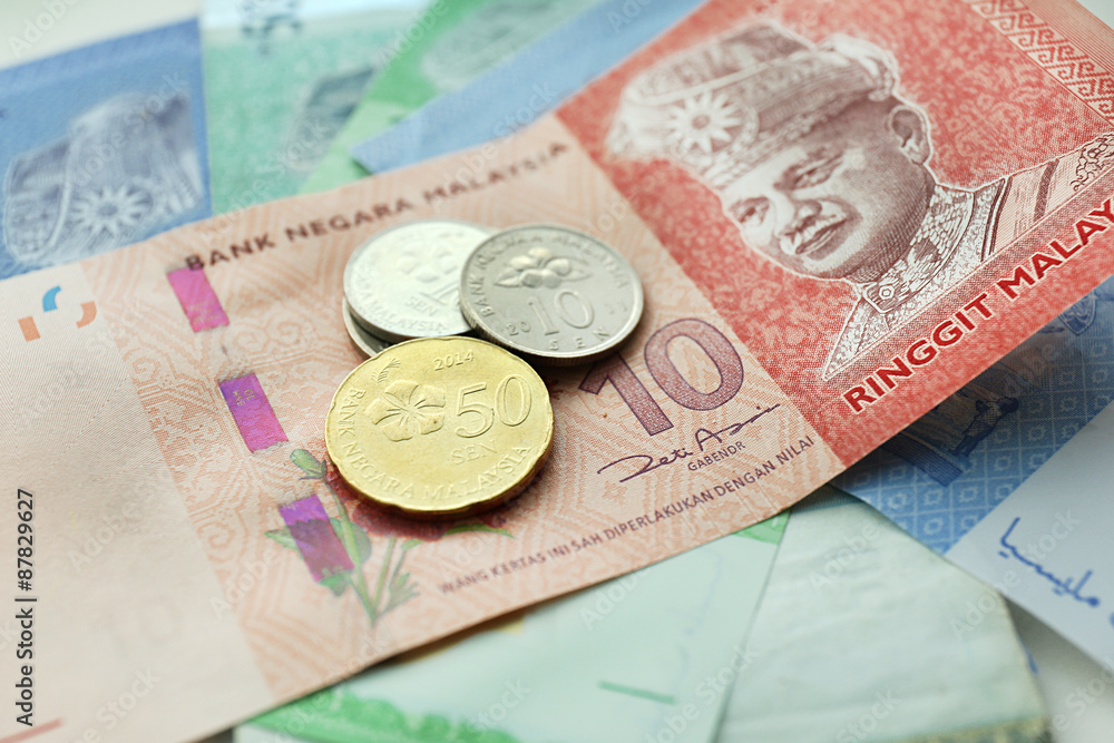 Fototapeta premium Money banknotes and coins, closeup