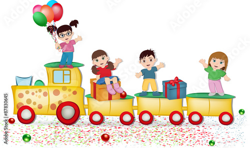 children on the train