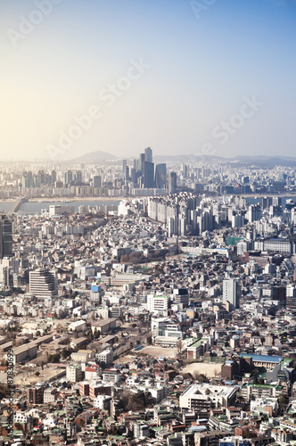 Photography Downtown cityscape of Seoul.