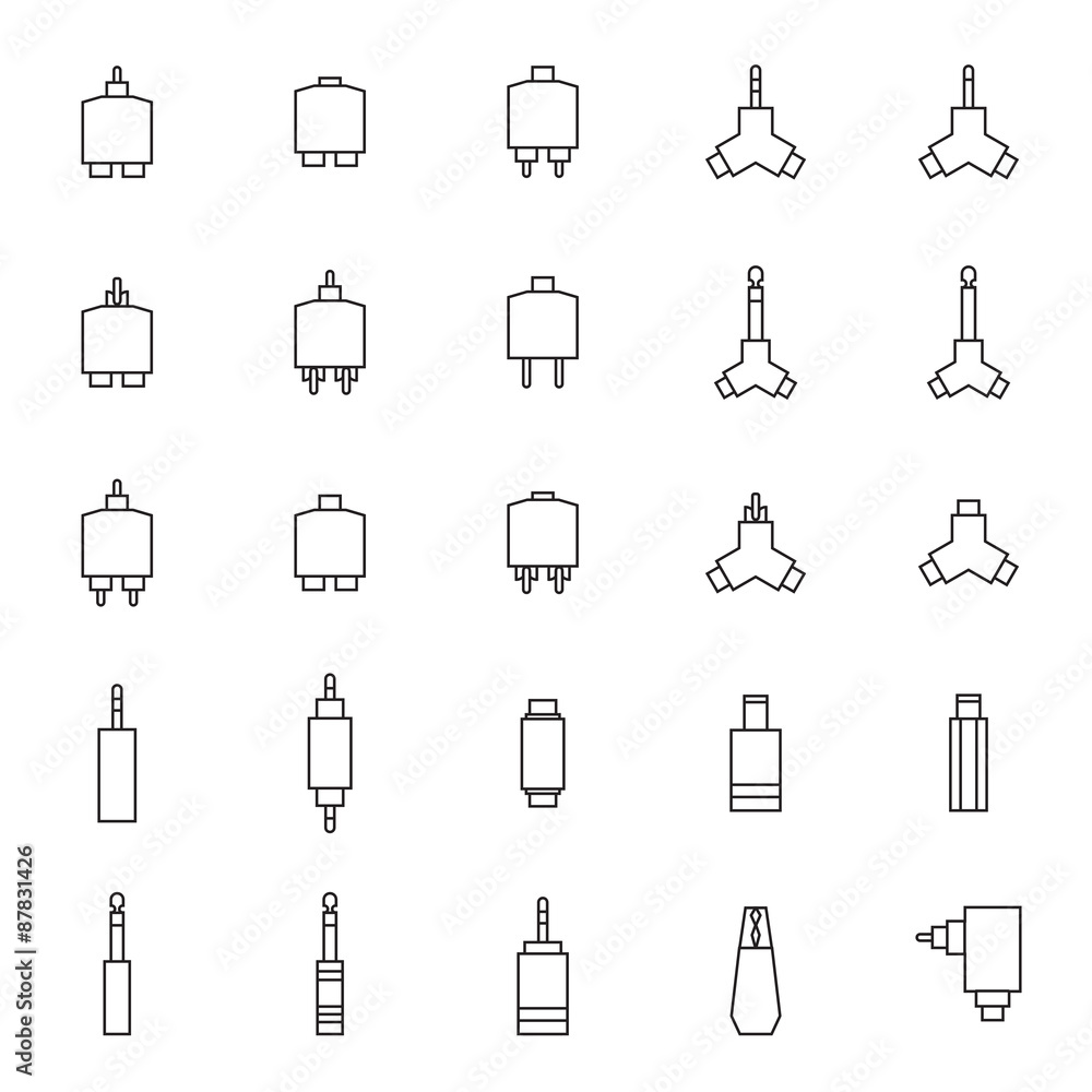 audio jack connector vector icon set audio jack connector vector icon set