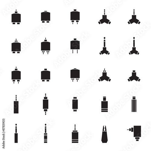 audio jack connector vector icon set