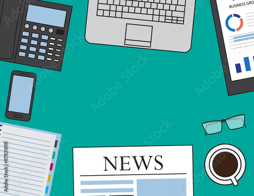 Set of Flat vector design illustration of modern business office