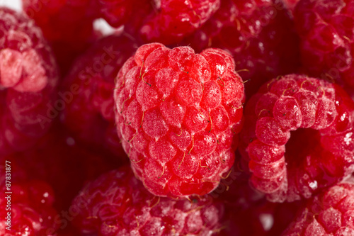 Ripe raspberries close up