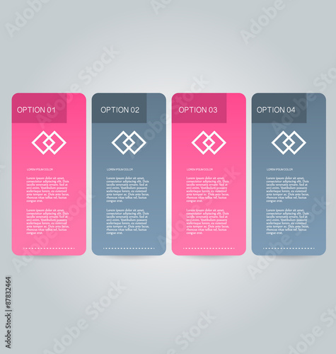 Business infographics tabs template for presentation, education, web design, banner, brochure, flyer. Pink and grey colors. Vector illustration.