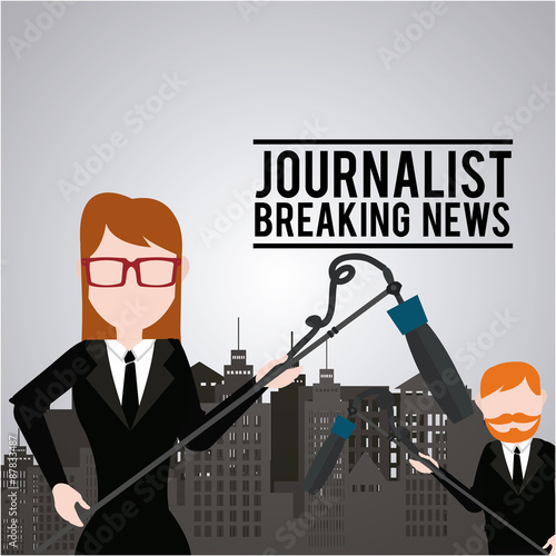 Journalist illustration over color background