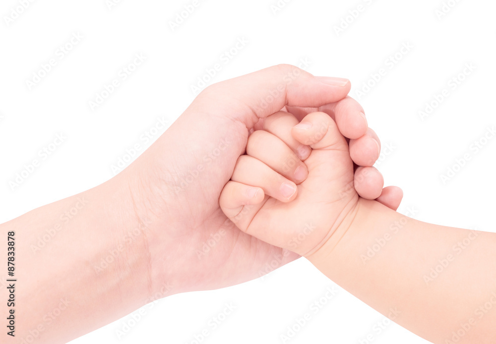 baby hand in hand of love isolated on white background baby hand in hand of love isolated on white background