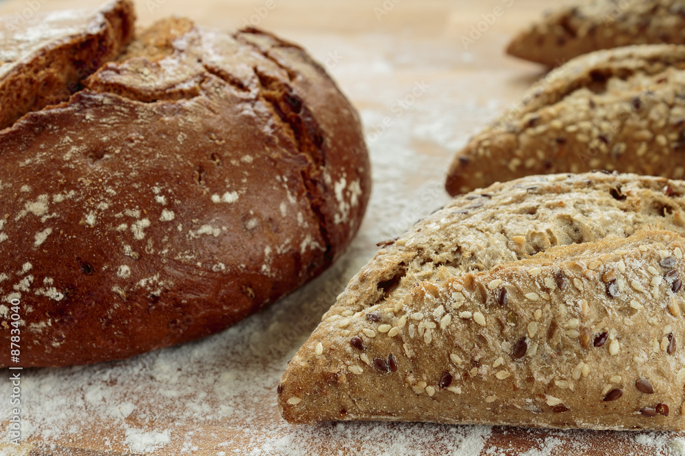 Rye bread and small Tuscany baguette Rye bread and small Tuscany baguette