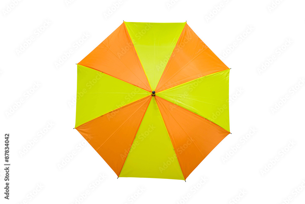 yellow and orange umbrella on a white background