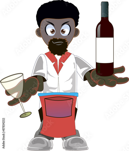 Cartoon  african american waiter