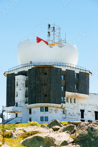 Construction of radar system Сherni Vrah on Vitosha mountain near Sofia, Bulgaria photo