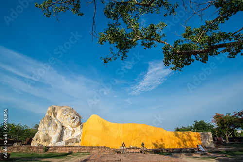 Reclining Buddha of Wat Lokaya Sutha in Ayutthaya, Thailand photo