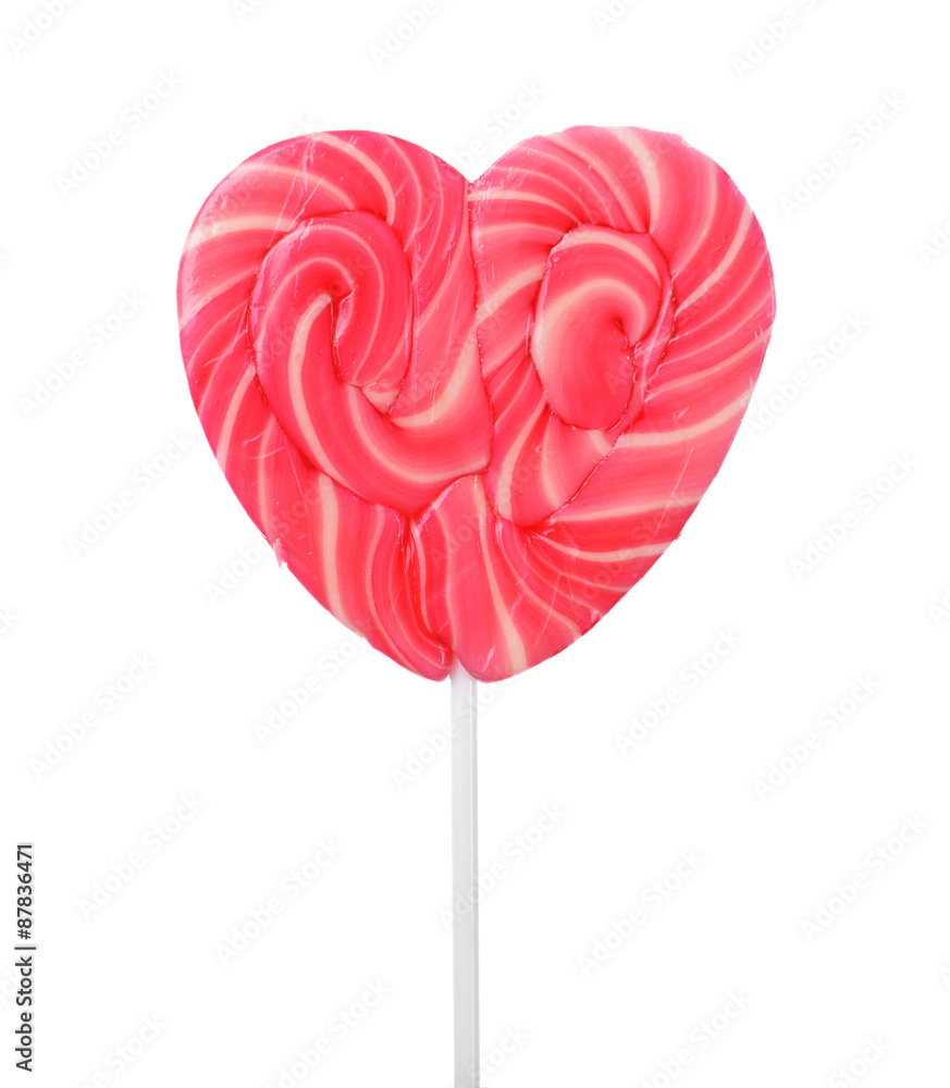 Heart shaped lollipop isolated on white Heart shaped lollipop isolated on white