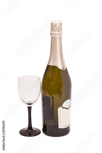Wallpaper Mural Bottle of champagne and goblet on white background Torontodigital.ca