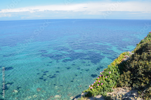 Beautiful sea view on turquoise and transparent water of medite