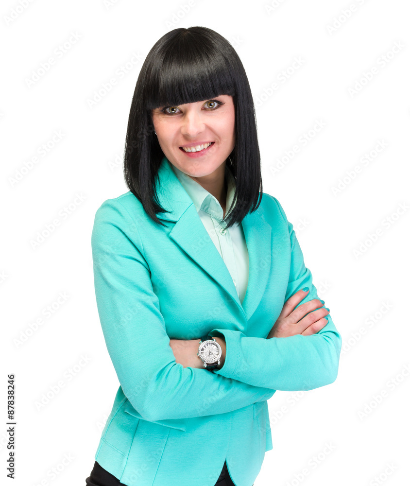 Portrait of happy young business woman isolated on white Portrait of happy young business woman isolated on white