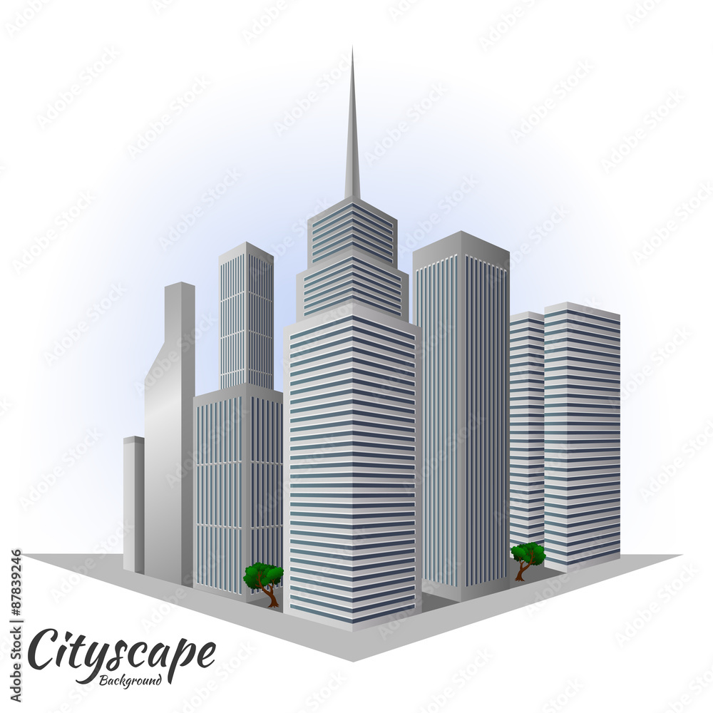 Cityscape skycraper building in perspective view