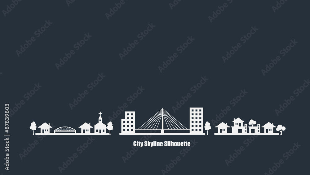 Fototapeta premium City Skyline Silhouette Background Vector