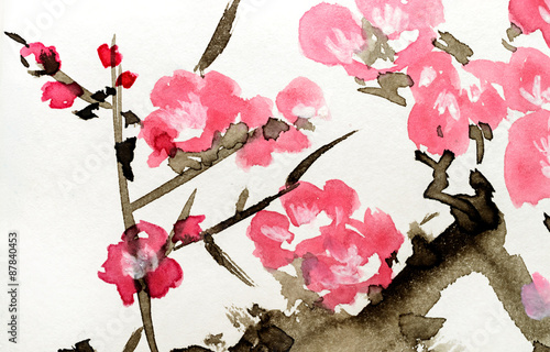 watercolor pink flowers