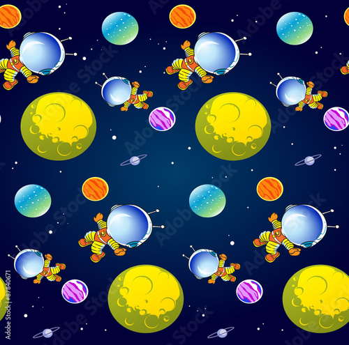 Pattern with cartoon astronaut