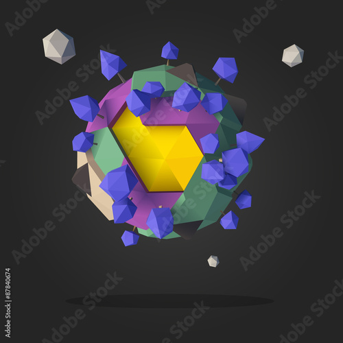 Abstract Alien Planet Low Poly Geometry Design Vector