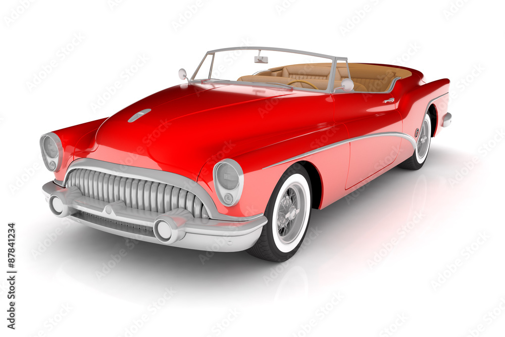 Isolated red retro car.