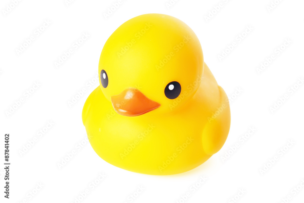 Yellow Rubber Duck Isolated on White Background, Top View. Yellow Rubber Duck Isolated on White Background, Top View.