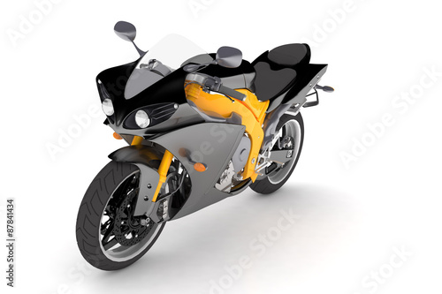 isolated black yellow sports bike.