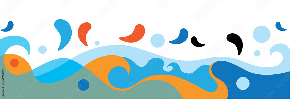 Sea Colorful Waves Drops illustration Sea Colorful Waves Drops illustration