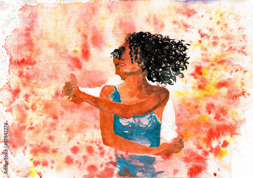 Canvas Print Dancing couple. Watercolor illustration
