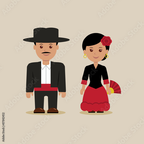 Man and woman in Spanish costumes