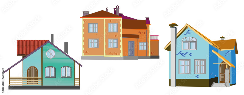 three vector houses