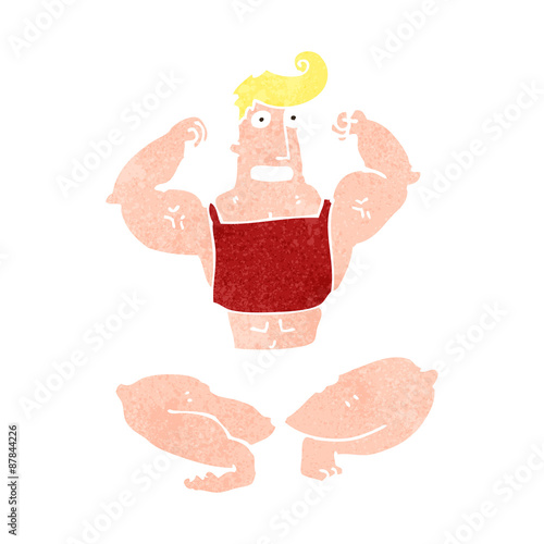 retro cartoon body building man