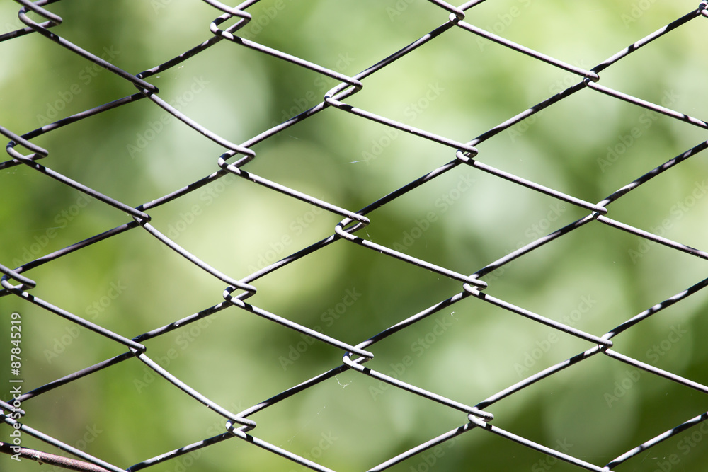 Fototapeta premium Rusty metal grille fence macro and nature background