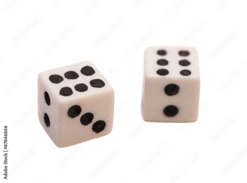 Two white dice isolated on white Two white dice isolated on white
