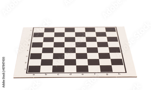 Empty chess board isolated on white background