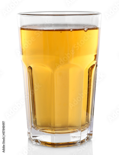 Glass of apple juice isolated on white