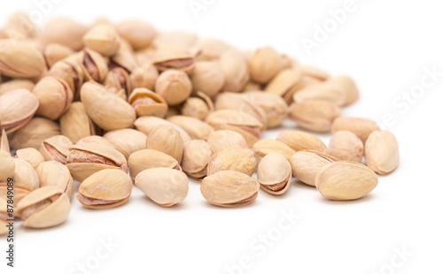 pistachios on a white background. close