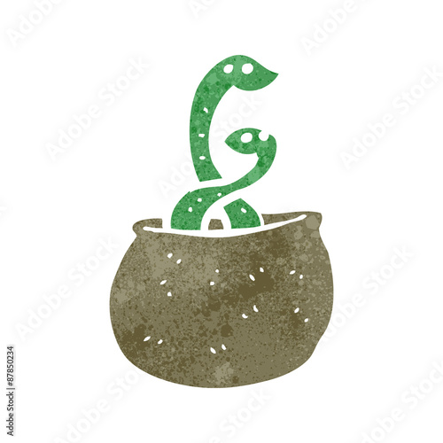 retro cartoon snakes in basket