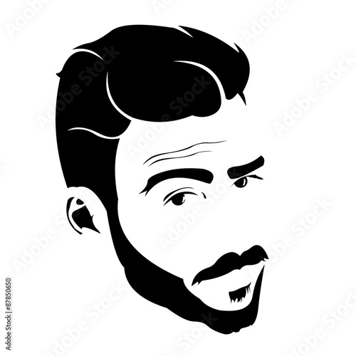 Portrait of young bearded charmer looking at camera with raised eyebrow vector illustration