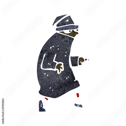retro cartoon sneaking thief