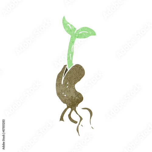 retro cartoon sprouting bean