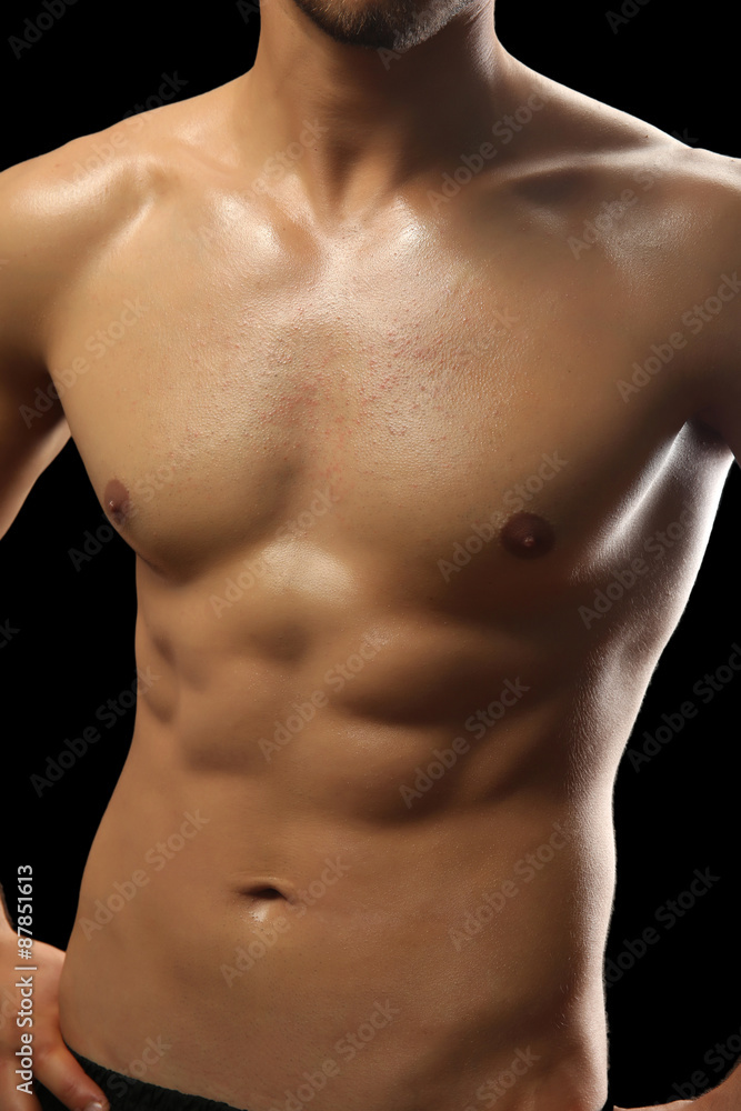 Muscle young man close up