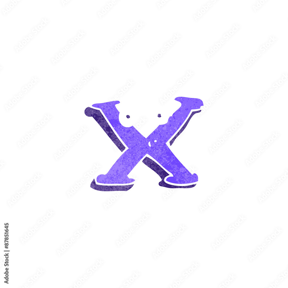 retro cartoon letter x retro cartoon letter x