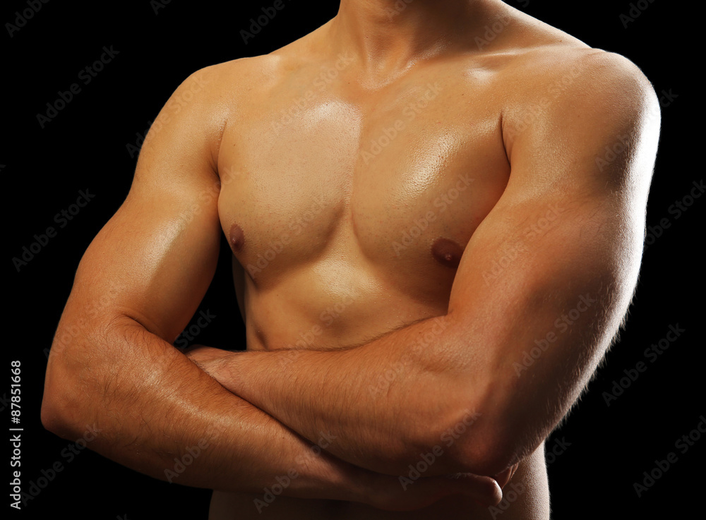 Muscle young man close up Muscle young man close up