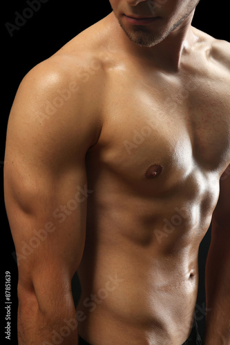 Muscle young man close up