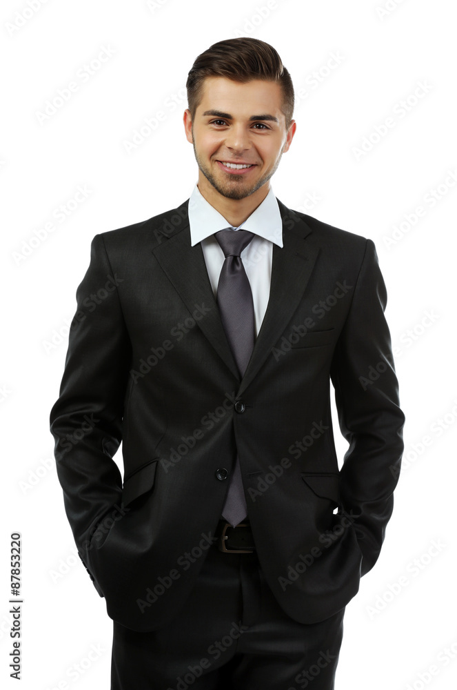 Elegant man in suit isolated on white Elegant man in suit isolated on white