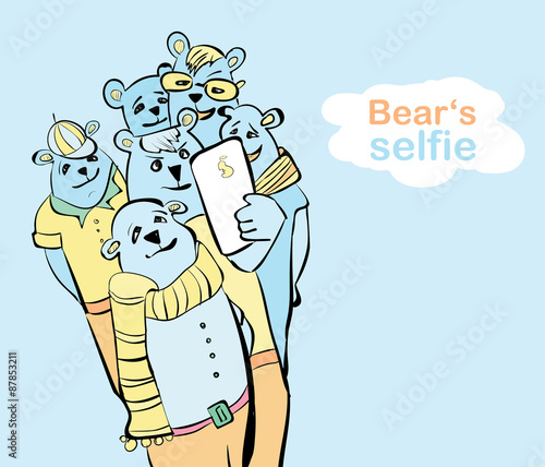 hand painted bear selfie. many bears do self photo. 