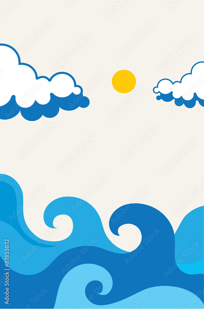 Waves beach illustration