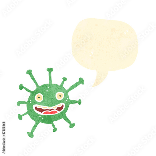 cartoon germ with speech bubble