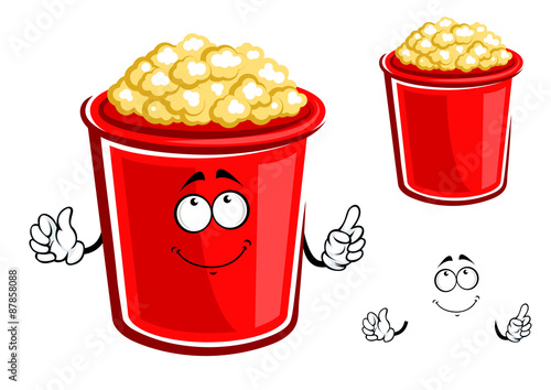 Red bucket of caramel popcorn